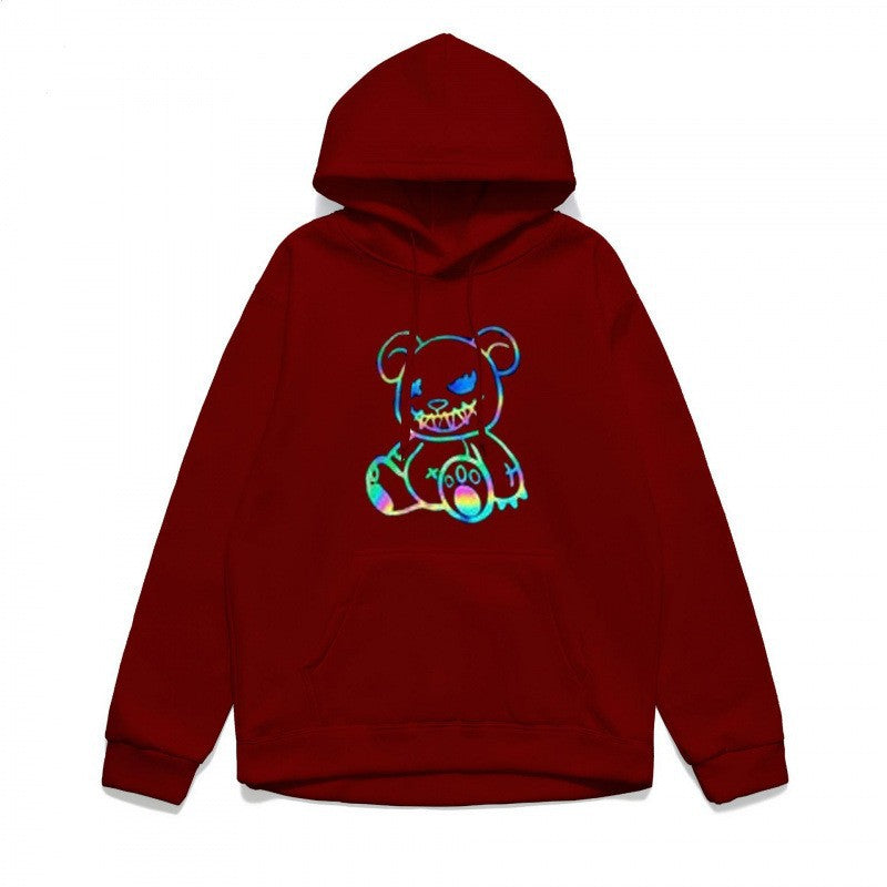 Damer hoodie sweatshirt med kult bjørnemotiv og behagelig passform Skjora