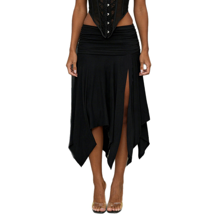 Women's Asymmetrical Ruched Wrap Skirt Skjora