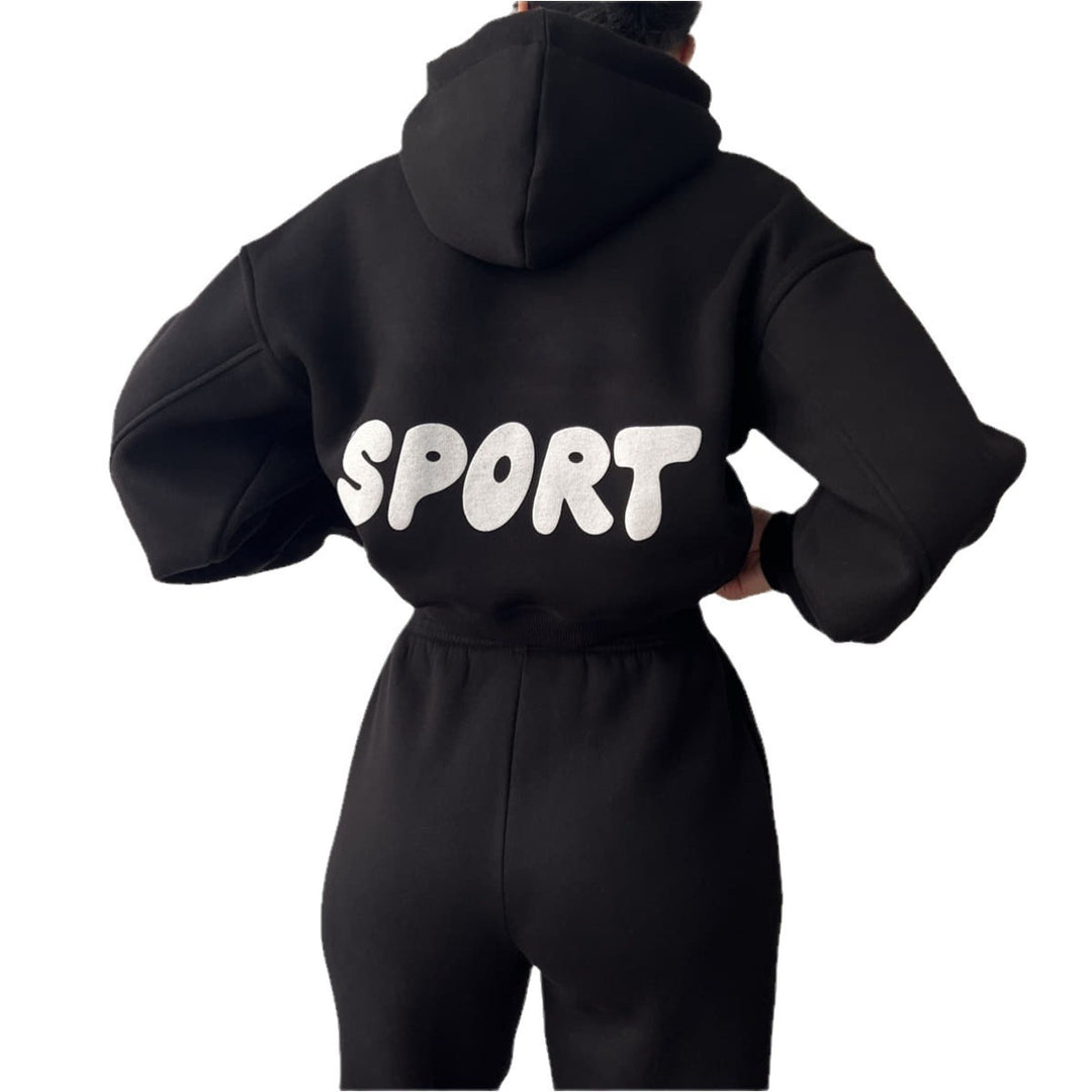 Dame uformell sports hettegenser og joggebukse sett med høy midje og mykt materiale Skjora