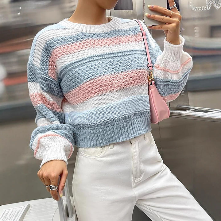 Damer trendy genser med unik stripe struktur og avslappet snitt Skjora