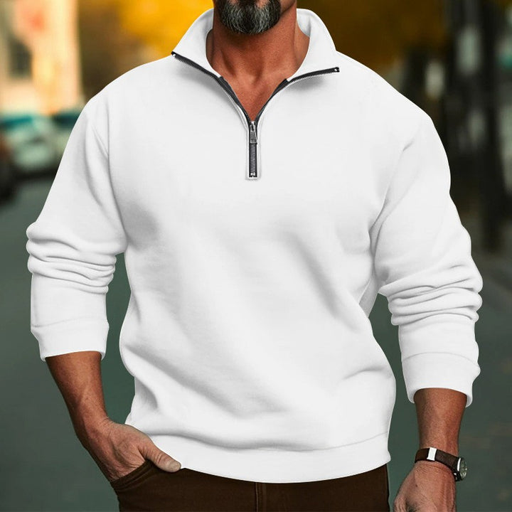Herresweatshirt med halv glidelås og koselig fleece Skjora