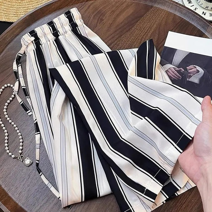 Kvinne Elegant og Komfortabel Stripete Culotte Shorts Skjora