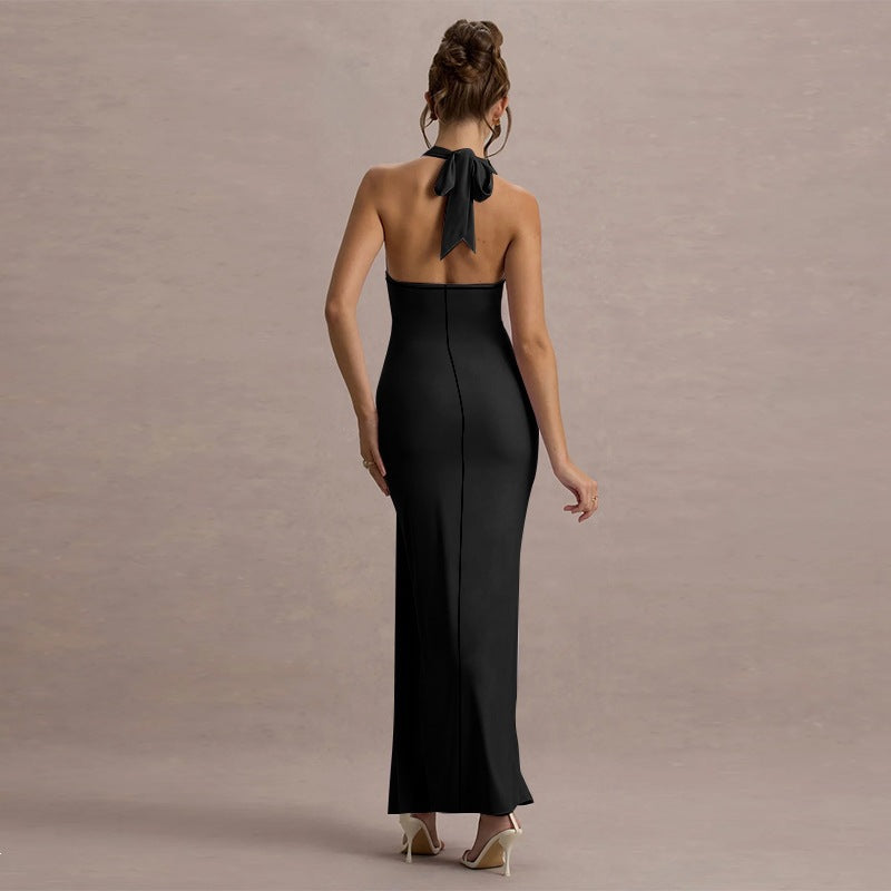 Dame Elegant Maxikjole med høyt lukket design og raffinerte draperinger Skjora