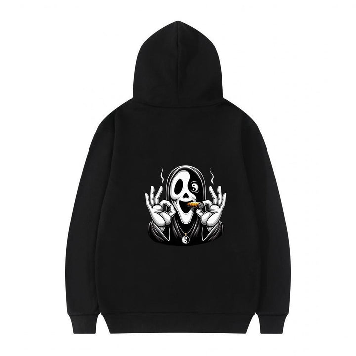 Dame hoodie med kunstnerisk hodeskalleprint og avslappet passform Skjora