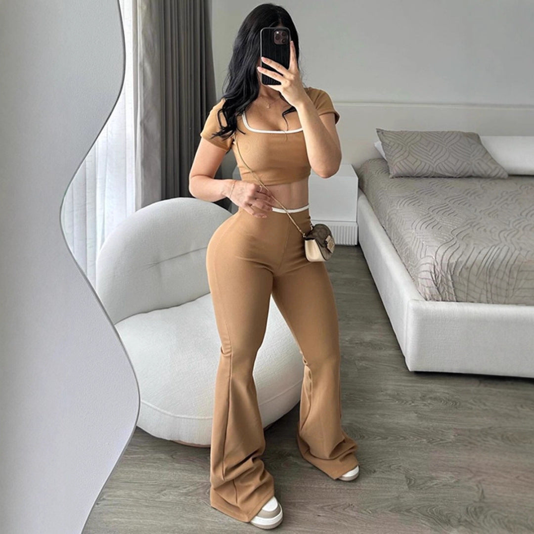 Dame moteriktig Crop-Top med figursydd snitt og vide bukser Skjora