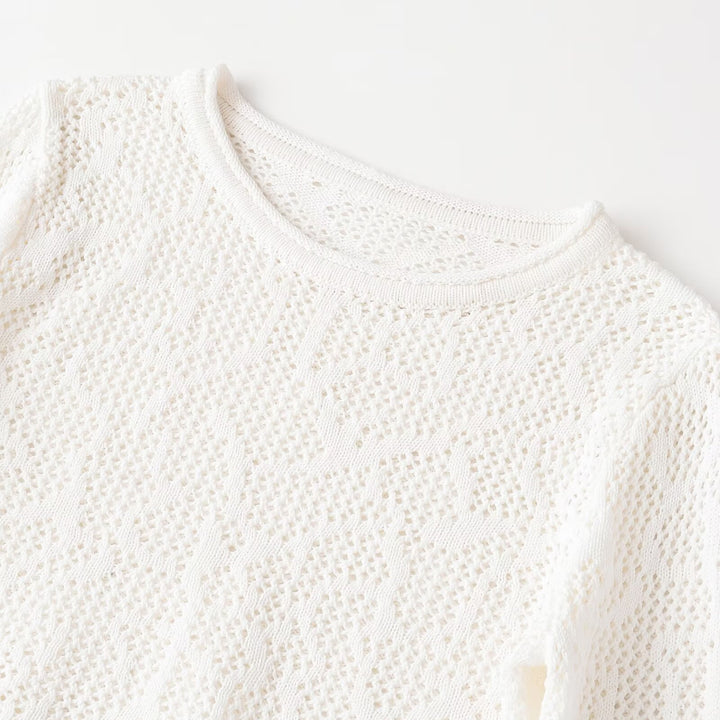 Dame Cropped Strikketopp med elegant lengdemønster Skjora