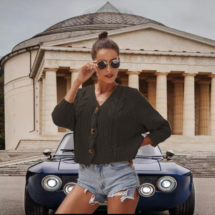 Dame chunky strikket cardigan med knappe detaljer og avslappet passform Skjora