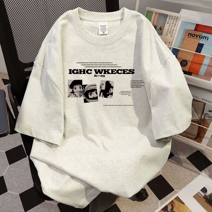 Dame oversized grafisk T-skjorte Skjora