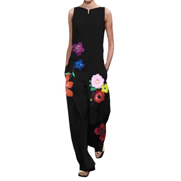 Damen Trendy Jumpsuit med blomstermotiv og praktiske lommer Skjora