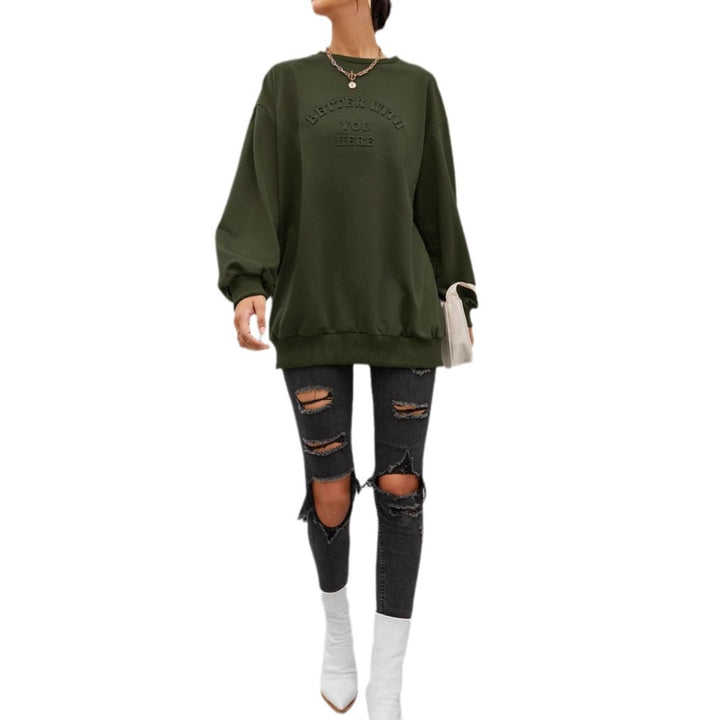 Dame casual sweatshirt med preget trykk Skjora