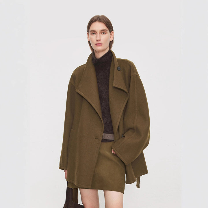Dame elegant oversized frakk med belte
