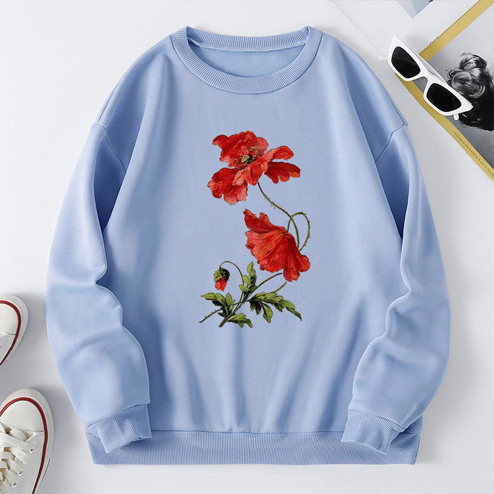 Dame sweatshirt med blomsterdesign og komfortabel passform Skjora