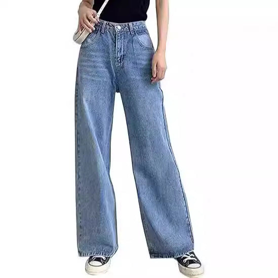Damer vidde høyt midje-jeans med komfortabel passform og avslappet stil Skjora