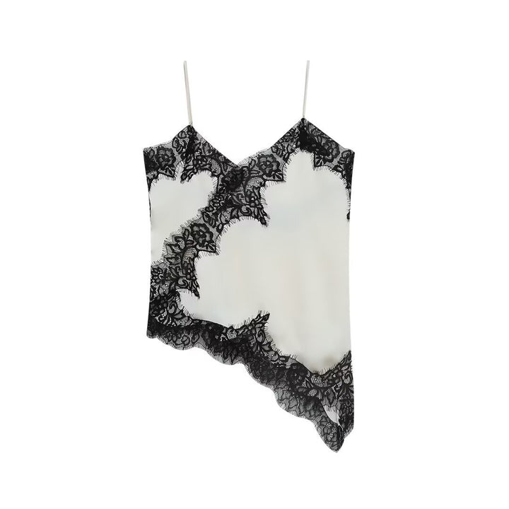 Dame-spets-camisole med asymmetrisk snitt og elegante punkter Skjora
