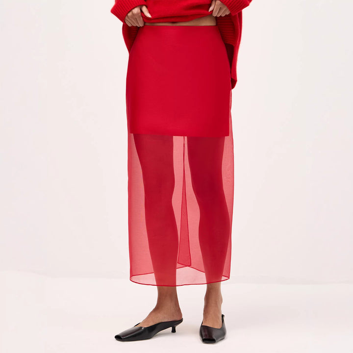 Women's long chiffon skirt with side slit and elegant silhouette