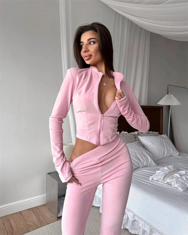 Kvinnenes casual fleece jumpsuit med høy krage og bred ben Skjora