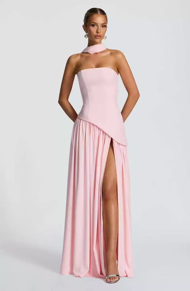 Kjoler Gulv-lengde Maxi Kjole med Skulder-fri Design og Elegant Slisse
