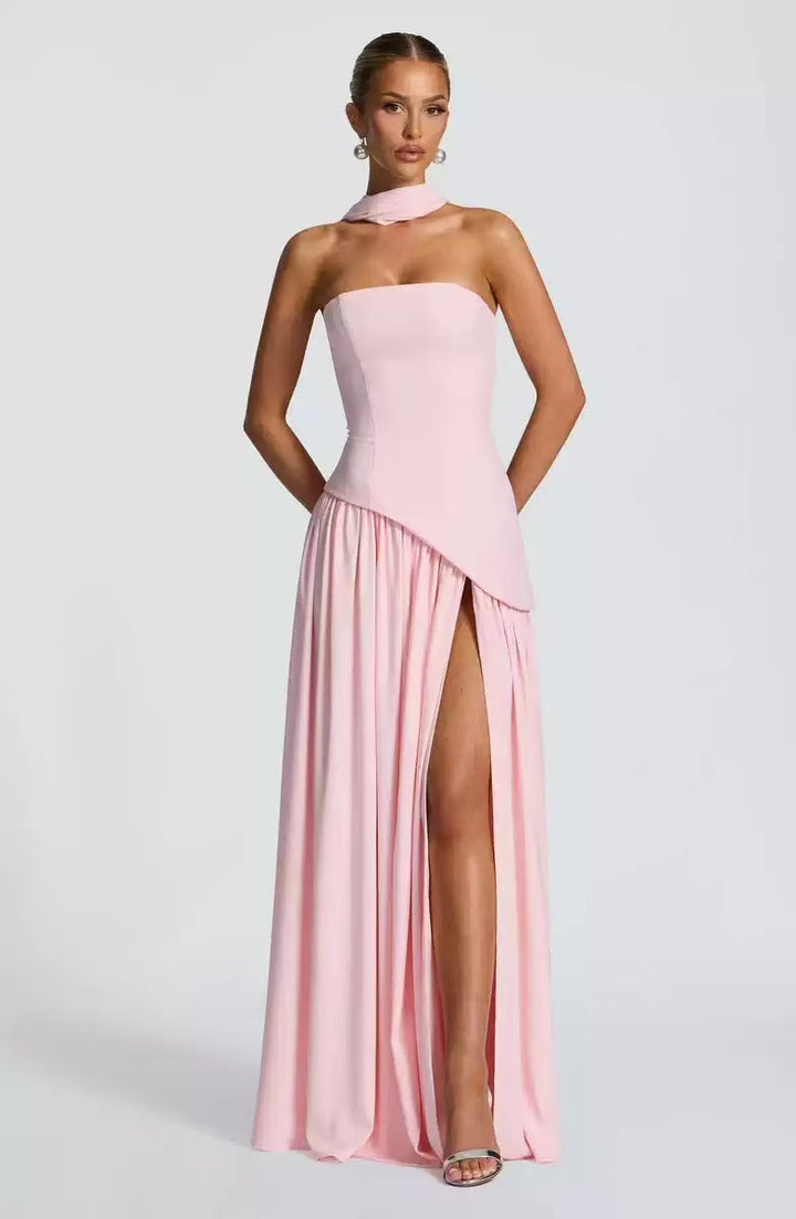 Kjoler Gulv-lengde Maxi Kjole med Skulder-fri Design og Elegant Slisse