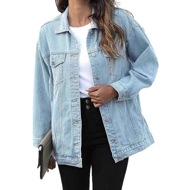Kvinnes avslappet denimjakke med oversized passform Skjora