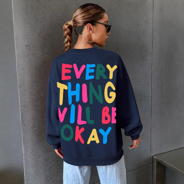 Dame sweatshirt med fargerik skrift Skjora