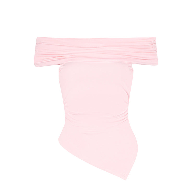 Damer Off-Shoulder Bluser med asymmetrisk kant og rynketing Skjora