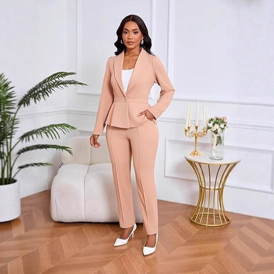 Kvinner elegante peplum blazer og bukse sett Skjora