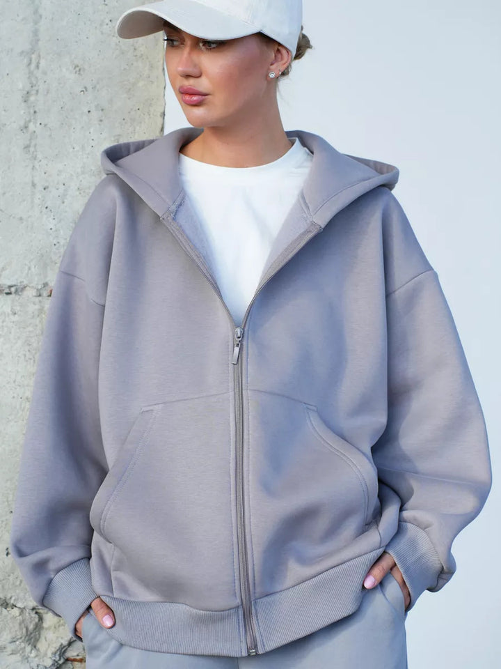 Dame casual hettejakke med full glidelås og store lommer