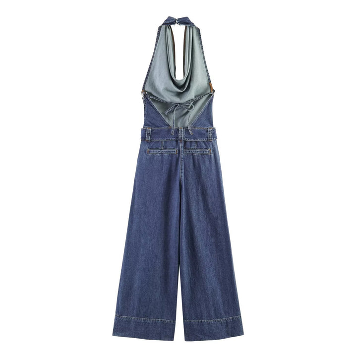Dame jumpsuit med halvhals og bred ben Skjora