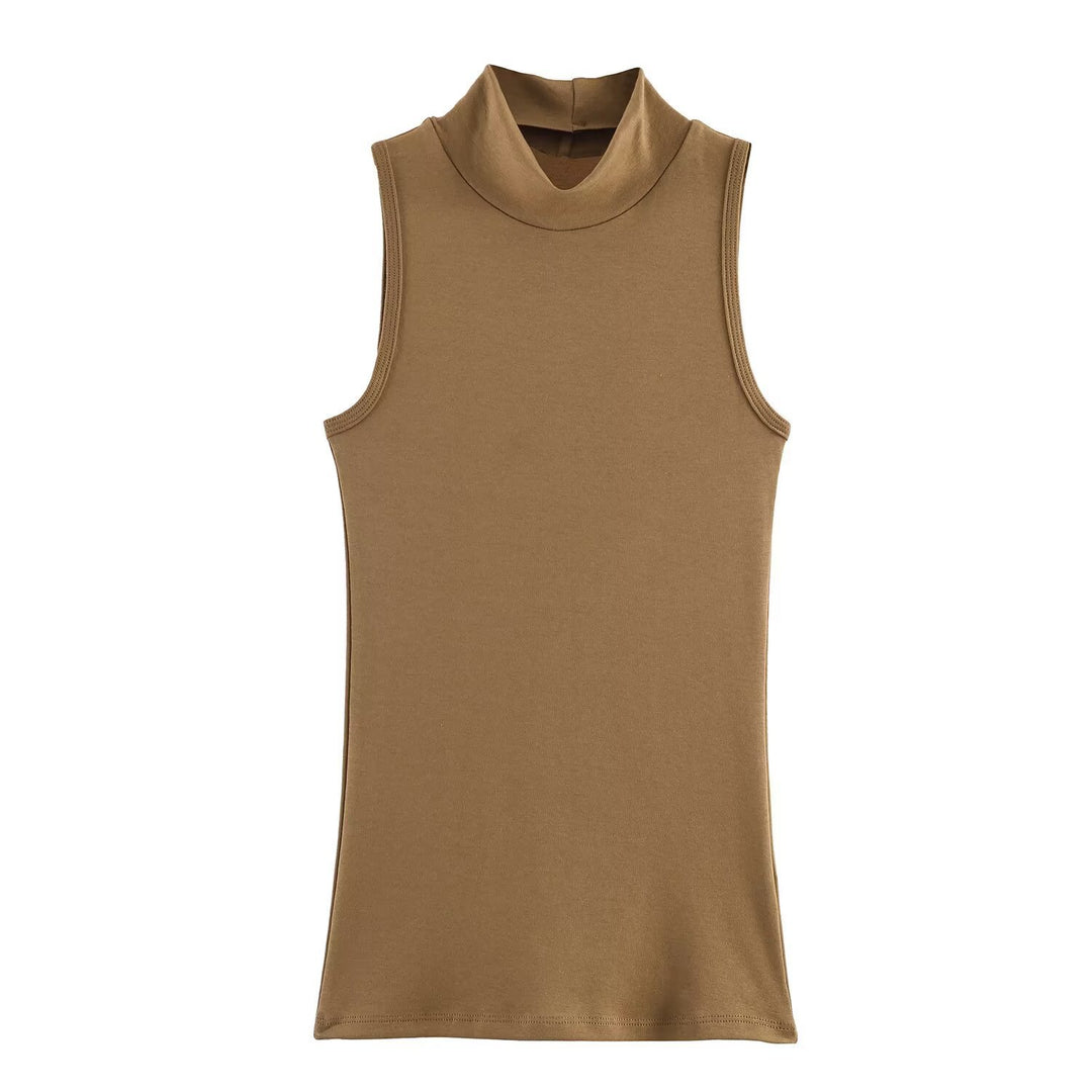 Dame rullekrage tanktop i mykt stretchmateriale Skjora
