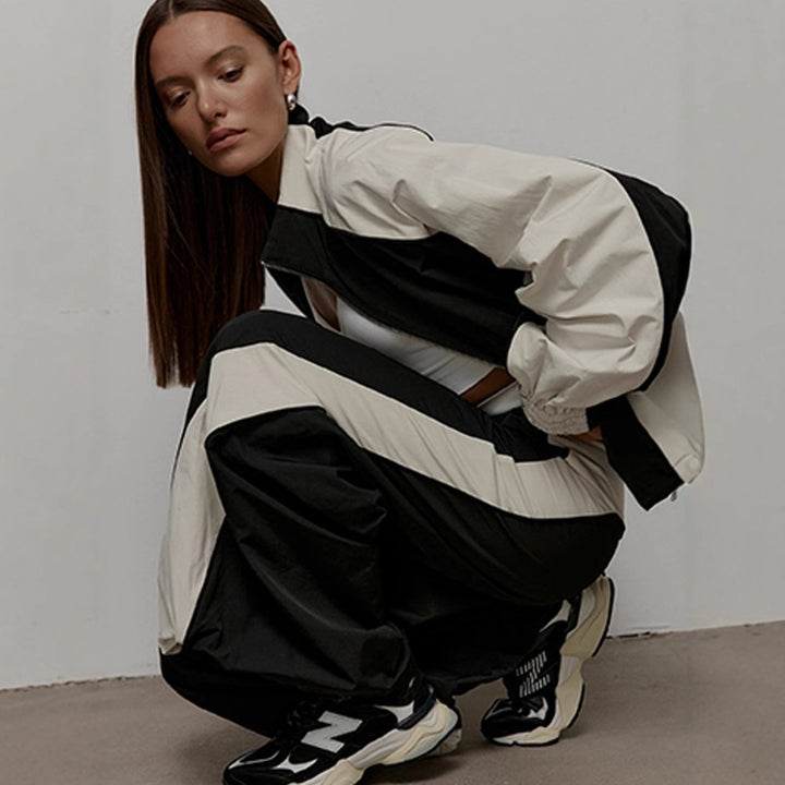 Dame sporty oversized jakke med høy krage og glidelås Skjora