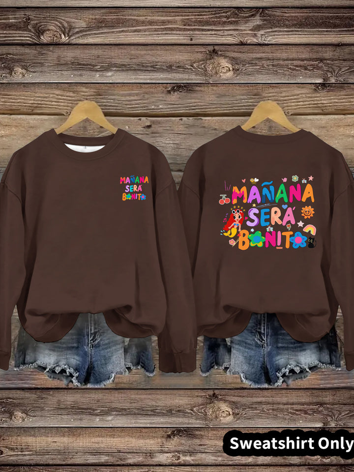 Dame sweatshirt med lekent fargerikt trykk og avslappet passform Skjora