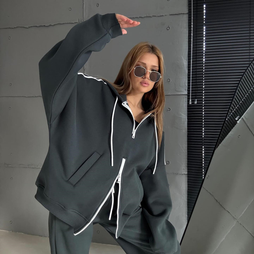 Dame jentedress oversized hettejakke med praktiske lommer Skjora