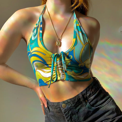 Damer stroppeløs Crop-Top med dekorativ knute Skjora
