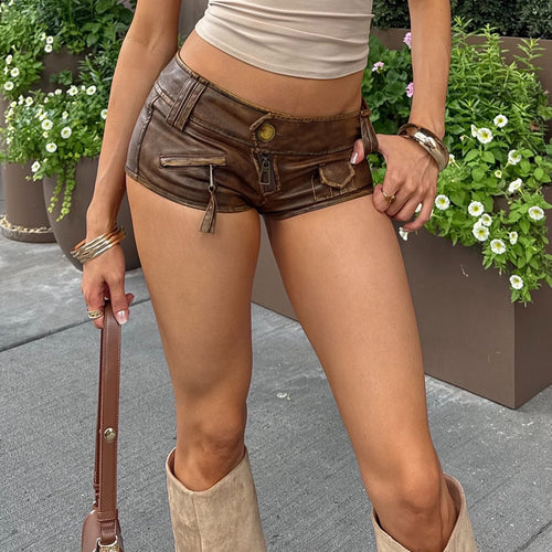 Dame Kunstlær Shorts Skjora