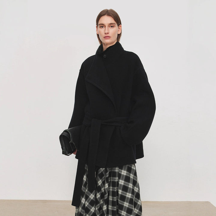 Dame elegant oversized frakk med belte