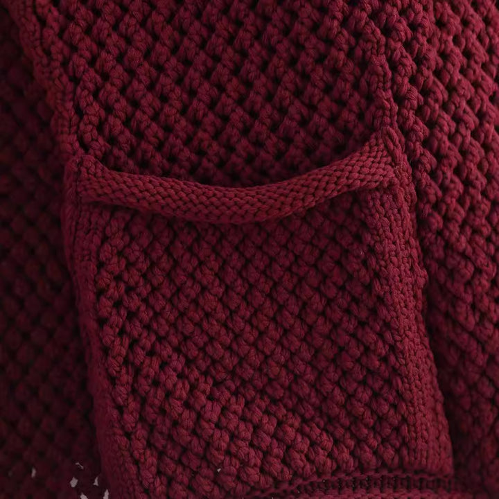 Dame cardigan med teksturert stoff og metallknapper Skjora