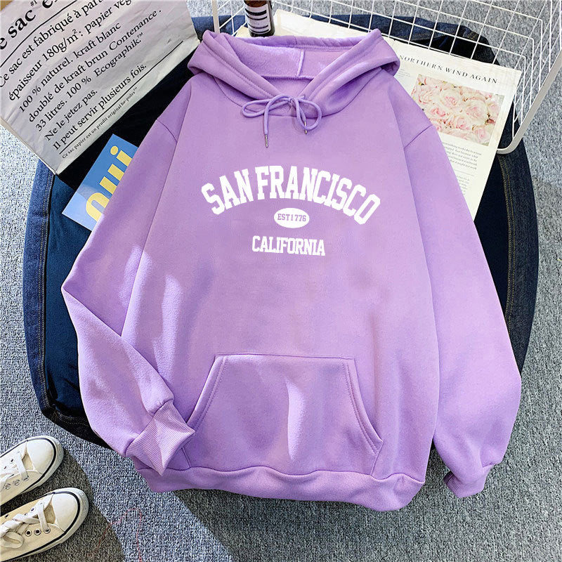 Dame hettegensere med San Francisco trykk Skjora