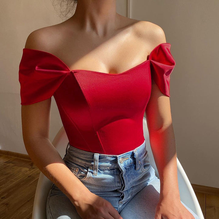 Damer elegant Satin-bustier med skulderdetaljer Skjora