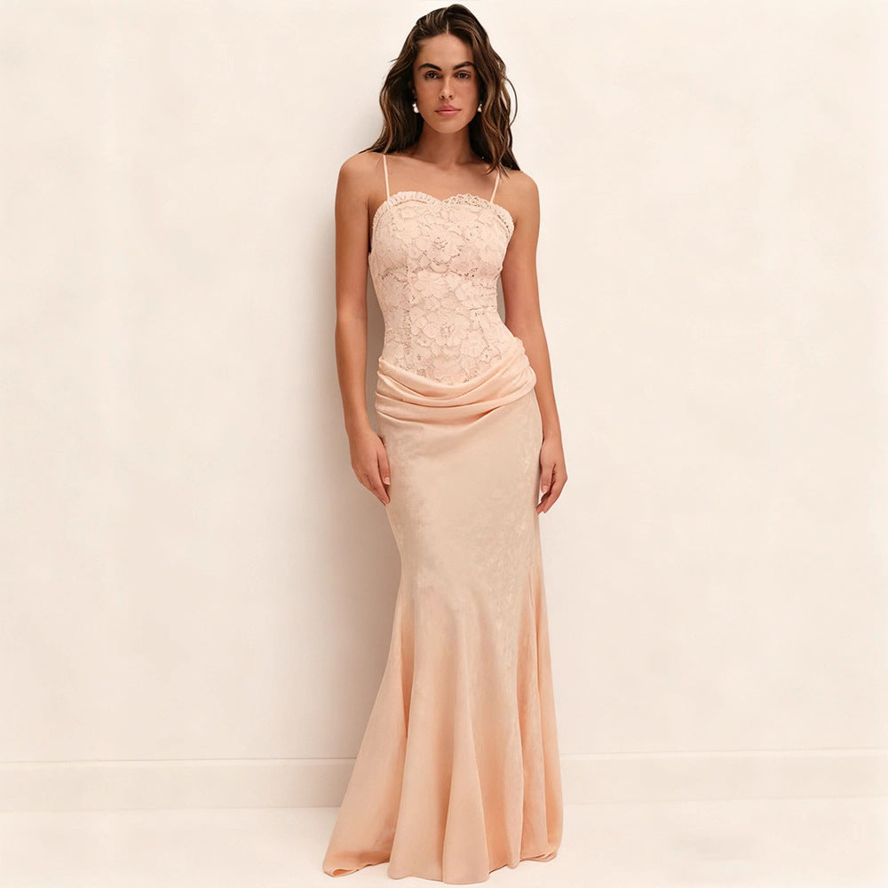 Women's Elegant Corset Evening Gown with Chic Peplum and Long Hem Skirt