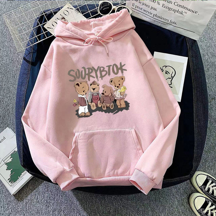 Damen Kapuzenpullover mit verspieltem Bärenmotiv Skjora