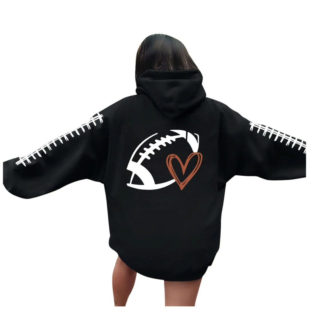 Damehoodie med kreativ fotballmotiv og avslappet passform Skjora