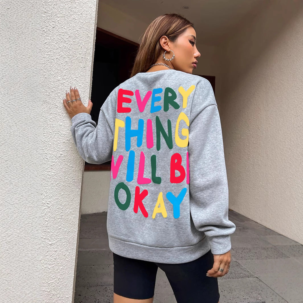 Dame sweatshirt med fargerik skrift Skjora