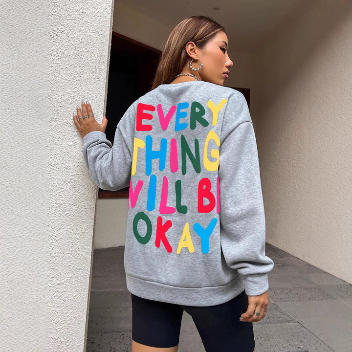 Dame sweatshirt med fargerik skrift Skjora