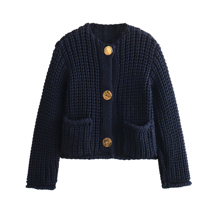 Kvinnenes koselige cardigan med gullknapper og lommer Skjora