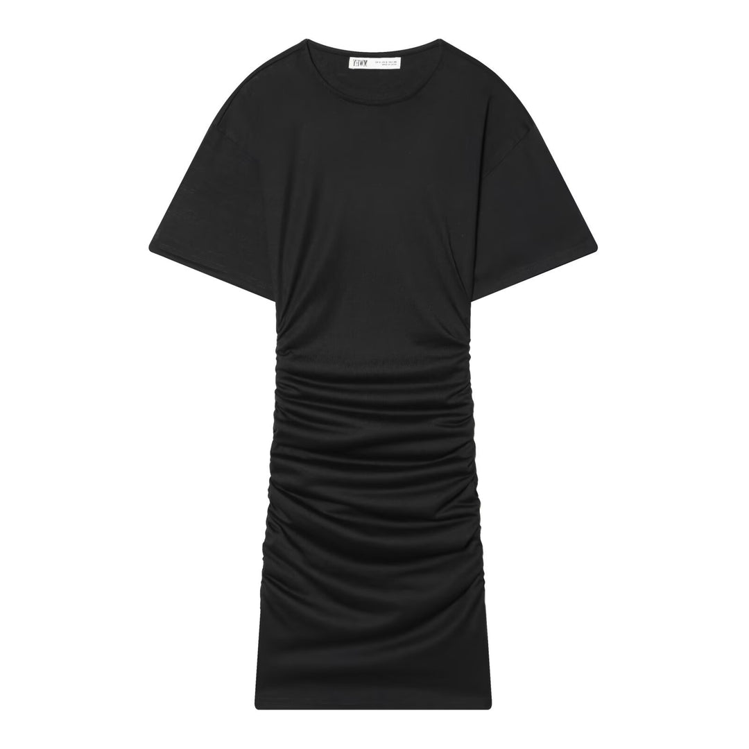Dame Midikjole med elegant rynking og vid kort arm Skjora