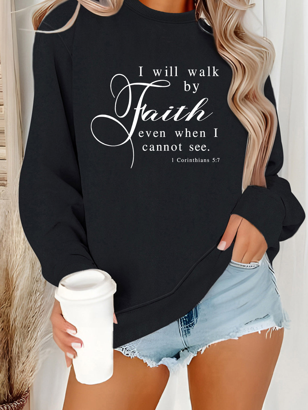 Dame sweatshirt med inspirerende tekst og mykt materiale Skjora