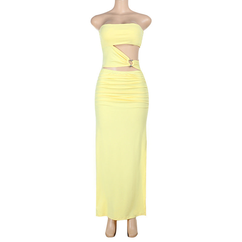 Damer elegant off-shoulder omslagskjole med sideløsning Skjora