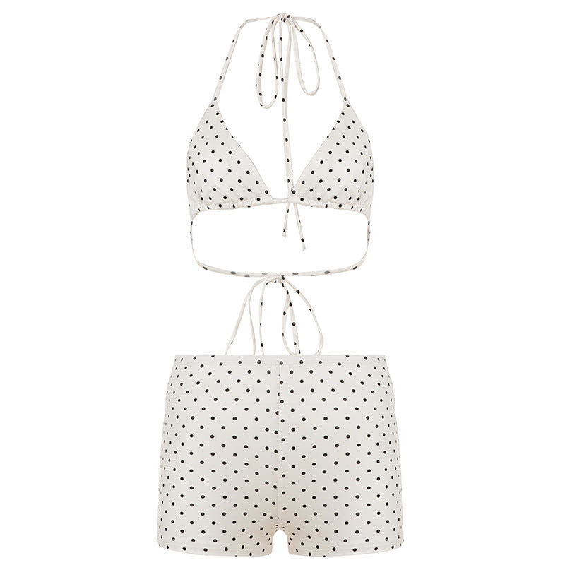 Dame Bikiniset laget av høykvalitets materiale med moderne prikkete design Skjora