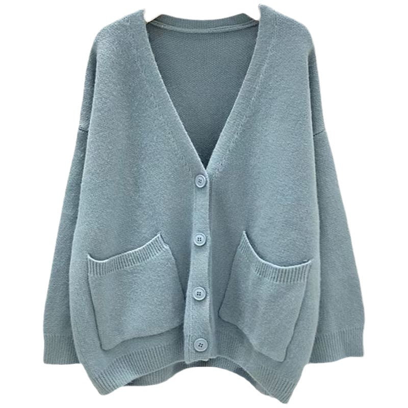 Kvinne Oversized Strikkegenser med Lommer Skjora