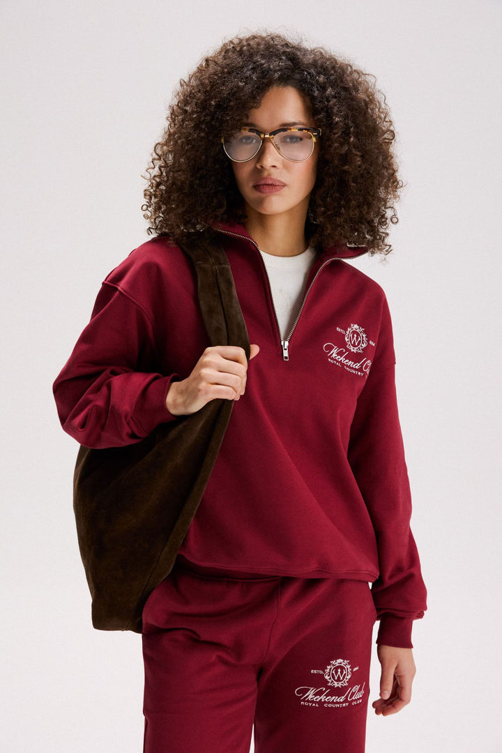 Kvinnelig sporty zip genser med en uformell skjæring og elegant broderi Skjora